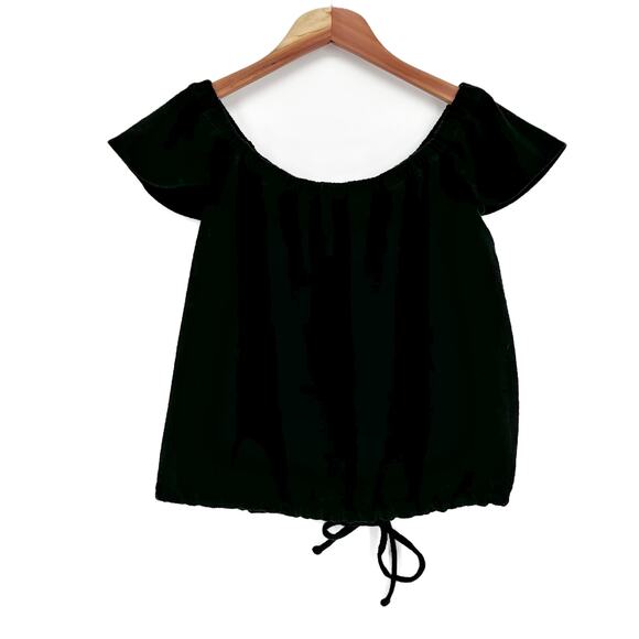 Madewell Texture & Thread Off-the-Shoulder Top Black size Large - Picture 7 of 12